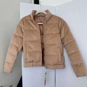NWT XS 32 Degrees Brown CORDUROY POLY-FILL PUFFER JACKET